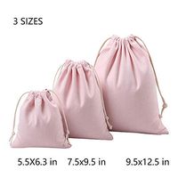 Nuni Cute Pink Pattern Canvas Double Drawstring Pouches Muslin Bags Gift Bags Sacks Sachet Bags for Jewelry Candy Favors Wedding Birthday Party 3 Sizes Available 1-12 Counts (7.5x9.5/1 Bag)