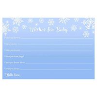 Winter Wonderland Wish Cards Blue Boy Baby Shower Dear Baby Winter Wonderland Baby Shower Snowflakes Wishes for Baby Snowfall White Winter (24 Count)