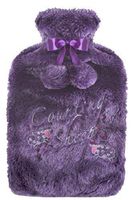 Ladies Soft Plush Slogan Hot Water Bottle & Cover (Purple)