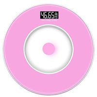 USB Bathroom Weight Scale Floor Body Weighing Human Scale Built-in Battery Round Night Vision Temperature Black Pink,Pink
