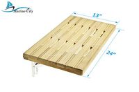 Marine City Teak Wall Mount Fold Down Bench with Slots for Boat, Shower Room, Steam, Sauna Room (24 Inches × 13 Inches)