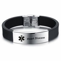 LiFashion LF Mens Stainless Steel Silicone Medical Alert Wristband Sos Heart Disease Customized Medical ID Bracelet Awareness Emergency for Husband Son Boyfriend Grandpa Dad