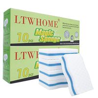 LTWHOME Kitchen & Dish Scrubber Dual Sided Cleaning Eraser Sponge Melamine Foam M(4" x 2.4" x 1") (Pack of 20)