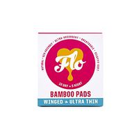 Here We Flo Natural Bamboo Pads Winged Ultra Thin 10 Day and 5 Night Pads (Pack of 3, 45 Total Pads)