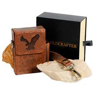 OLDCRAFTER Genuine Mountain Goat Leather Case Box Holder with Fastener and Side Pocket for Lighter