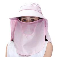 HNTDG Womens Sun Protective Summer Cover Face Hat Mask Anti-UV Double Layer Cycling Beach Cap Pink