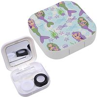 Portable Contact Lens Case Box Travel Kit Mirror + Bottle + Tweezers Container Holder [ Mermaids Starfish Fish ]