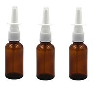 30ml (1oz) Amber Glass Empty Nasal Pump Sprayers Bottle Snoot Cleanser Container for Medical Saline Applications Dispensing Wash (Quality Improved) 1 Ounce (6PCS)