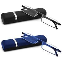 VISENG 2 Pair Half Frame Reading Glasses with Ultralight TR90 Frame Reader Spring Hinged Glasses Case +2.5