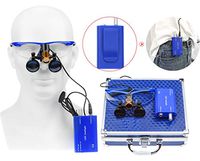 Ocean Aquarius Blue 2.5X420MM Surgical Binocular Loupes Magnifier +5W Portable LED Headlight Plug in Clip Head Light with Filter +Aluminum Box 008