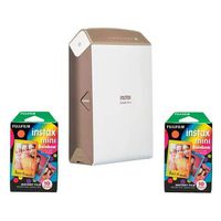 Fujifilm instax Share SP-2 Smartphone Printer, 320dpi, Gold - Bundle with 2 Pack FujiFilm Instax Mini Rainbow Film, 10 Sheets