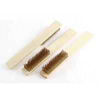 uxcell Wooden Handle Brass Wire Cleaning Polishing Scratch Brush 20cm 3pcs