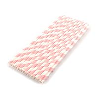 100% Biodegradable Stripes Paper Drinking Straws, Birthday Wedding Party Supplies, (Pink, Set of 50)