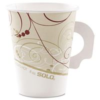 SOLO Cup Company 378HSMSYMPK Hot Cups, Symphony Design, 8oz, w/Handle, Beige, 50/Pack