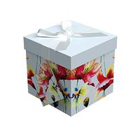 Gift Box 4"X4"X4" - Sonia Collection - Easy to Assemble & Reusable - No Glue Required - Ribbon, Tissue Paper, and Gift Tag Included - EZ Gift Box by Endless Art US