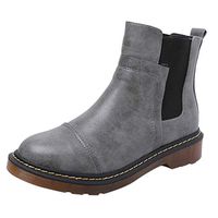 ❤Kauneus❤ Women's England Ankle Booties Round Toe Vintage Leather Martin Short Boot Roman Shoes Gray