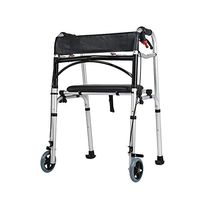 ZHPRZD Disabled Walker Elderly Walker Adjustable Height with Seat Pulley Rehabilitation Walker with Hand Brake