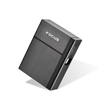 Unishow ® Metal Cigarette Case with USB Lighter Electronic Flameless Windproof Lighters for Men Smooking Tools Accessories (Black-61368)