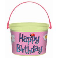 Garden Girl 4.5in Happy Birthday Pail, 1 Pc, Children's Birthday Gifts and Ideas