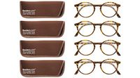 Readers.com Fully Magnified Reading Glasses: The Port - 4 Pairs, Classic Round Reader for Women and Men - Tortoise, 2.75