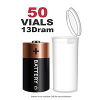 W Gallery 50 White 13 Dram Pop Top - Airtight Smell Proof Vials - Plastic Medical Grade Prescription Bottles for Pills Herbs Flowers Supplements, Bulk Pack, Not Glass Jars