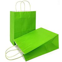 AZOWA Gift Bags Light Green Kraft Paper Bags with Handles (10.5 x 8 x 4.5 in, Green, 25 Pcs)