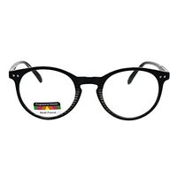 Round Keyhole Thin Plastic Horn Rim Tri-focal Progressive Reader Eyeglasses Black Stripe 3.0