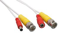 Cable Leader - 25feet Video & Power Security Camera Cable, BNC M/M and DC M/F, White