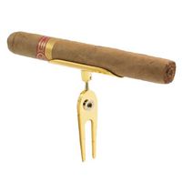 Prestige Gold Golfer's Cigar Holder and Divot Repair Tool Golf Tee