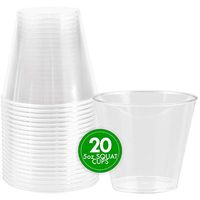 Plasticpro 5 oz Shot Glasses - Squat Cups Crystal Clear Disposable Hard Plastic Shot Cups - Tumblers, Great for Whiskey, Jello, Shots, Tasting, Sauce, Dips, Samples Pack of 20