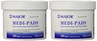 Medi-Pads Maximum Strength With Witch Hazel Hemorrhoidal Hygienic Cleansing Pads 100 Ct Jar Compare to Tucks Pack of 2 Jars Total 200 Pads (2) by Major Pharmaceuticals