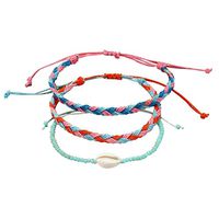 Peigen 3Pc Natural Shell Bracelet Boho Beach Layered Rope Bracelet Handmade Foot Jewelry for Women Teen Girls
