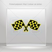 Sticker Decal Racing Chequered Flag Yellow Tablet Laptop Weatherproof Sports (6 X 2.50 In)