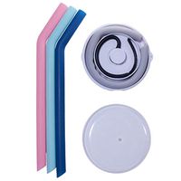 Alice In Awesomeland Flexible Reusable Silicone Drinking Straws - 10 Inches x 0.55 Inches Mixed Colors Bent Boba Straws - Includes Silicone Cleaning Brush and Carrying Case for Travel