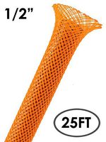 Electriduct 1/2" PET Expandable Braid Sleeving Flexible Wire Mesh Sleeve - 25Ft (Orange)