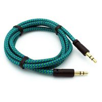 SELNA Green Tangle Free Braided Wire Car Audio Stereo Aux Cable Auxiliary Adapter for HTC DEsire 510 610 612 EYE, HTC Samsung Galaxy Alpha, ZTE ZMax, LF F60 / F3Q, Blackberry Classic, Z10, Z30, Q10, Q5 Bold 9900 9930, All Alcatel OneTouch Smartphones