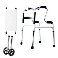 Healthcare Folding Lightweight Aluminium Walking Frame with Wheels Portable Walker with Adjustable Height for Seniors/Disabled Shower Stool