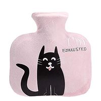 HYJT 1000ml Cartoon Hot Water Bag Hot Water Bottle with Soft Fleece Cover Winter Student Office Family Portable Hands Warmer (Pink)