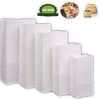 ZHIHEHE 100 Kraft Paper Bags, Food Paper Bags, Square Bottom Bags, Bread Bags, Takeaway Packing Bags, Brown and White, Various Sizes,White,12