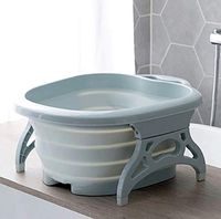 Footbath Plain Foaming Massage Bucket Plastic Foot Bath Basin Large Heightening Footbath Fording Barrel Bucket Plastic Foot Bath Basin Large Heightening (Blue)