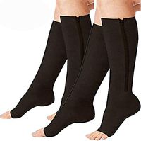 2 Pairs Compression Socks Toe Open Leg Support Stocking Knee High Socks with Zipper (Black, S/M) …