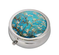 Halulu Vincent Van Gogh Custom Fashion Round Glass Pill Case 2.1 Inch Tablet Holder Storage Bag Wallet