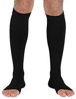 ChinFun Open Toe Toeless Compression Pressure Sleeve Socks 20-30mmHG Leg Support Graduated Shin Splints Circulation Recovery Varicose Veins Pain Relief Sports Gear Men Women Black Color Size XXL