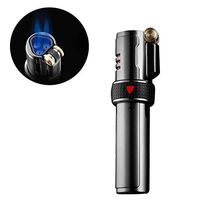 Triple Jet Torch Cigar Cigarette Lighter Flint Wheel Butane Gas Refillable 3 Jet Flame Fire Starter BBQ Camping,Black
