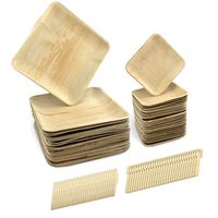 Disposable Palm Leaf Dinnerware (120 Pack) - Compostable, Biodegradable & Eco-Friendly Square Plates with Cutlery - 30 x 10”, 30 x 6” Plates, 30 Wood Forks & 30 Knives - Ideal for Party, Wedding, BBQ