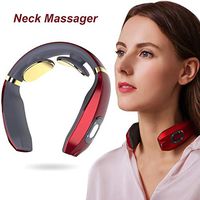 FUSHITON Neck Massager, Smart Neck Massager, Electric Pulse Neck Massager, Electric Neck Massager with 6 Modes,Wireless 3D Travel Neck Massage Equipment (Red)