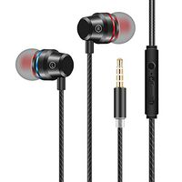 Earbuds Stereo Headphones in-Ear Earphones with Microphone Mic Wired Earphone Compatible iPhone iPod iPad Samsung Android Smartphones Tablet Laptop 3.5mm Jack-Black
