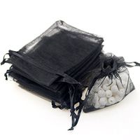 Akstore 100Pcs 2.8"x3.6"(7x9cm) Sheer Drawstring Organza Jewelry Pouches Wedding Party Christmas Favor Gift Bags (Black)