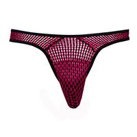 Men Underwear, Men's Sexy Underwear G-String Low Raise Thongs Transparent Mesh Underpants (Free Size, Red)