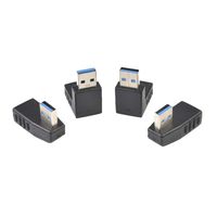 YRD TECH 4 Pack USB 3.0 A Male to Female Extension Cable 90 Degree Right Angle Adapter Plug (Black)
